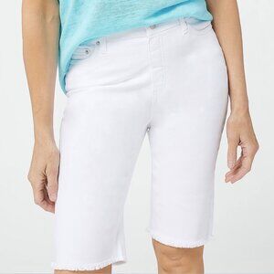 Denim&Co White Frayed Hem Bermuda Shorts
